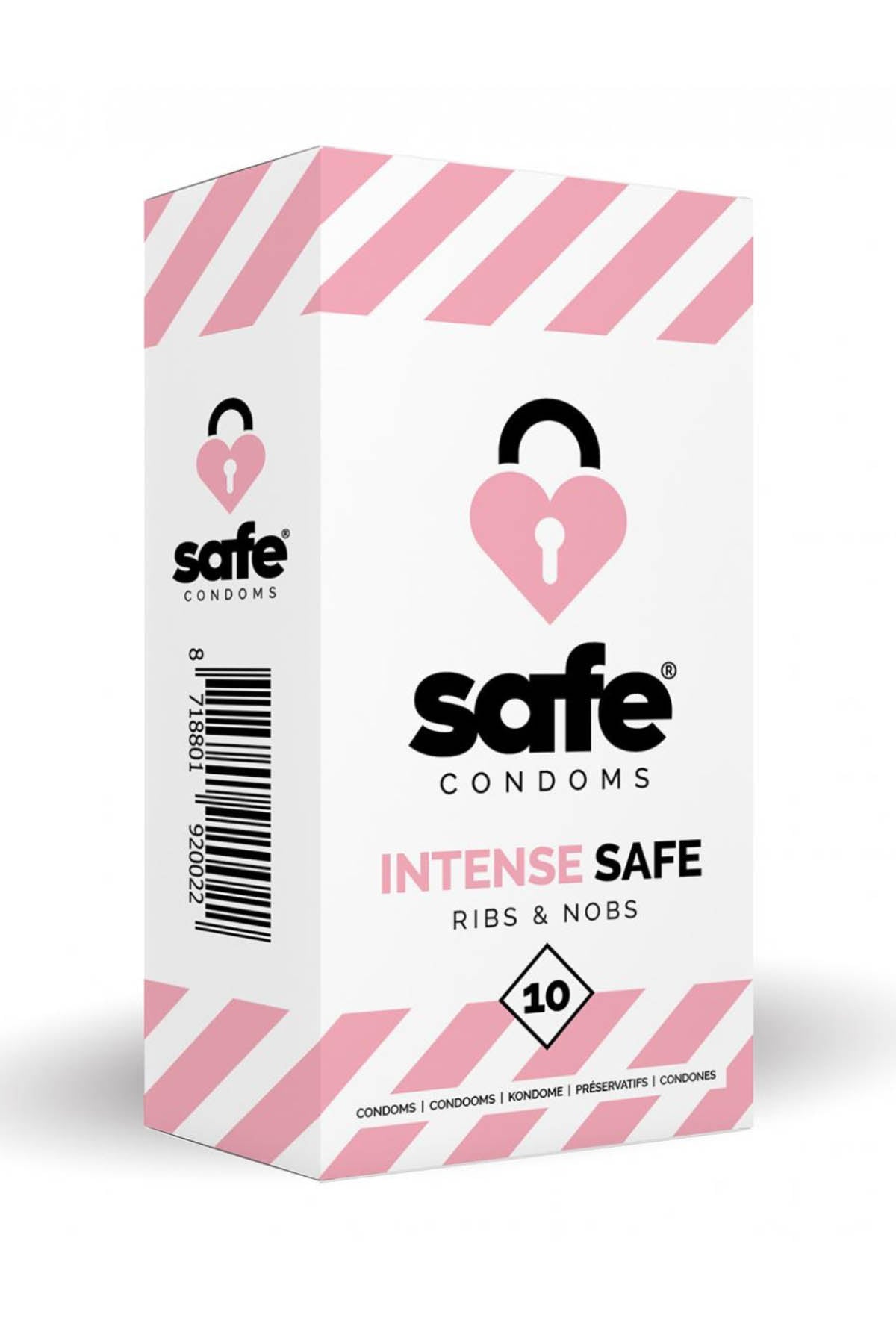 Safe Intense Ribbed & Studded Condoms - 10 Pack