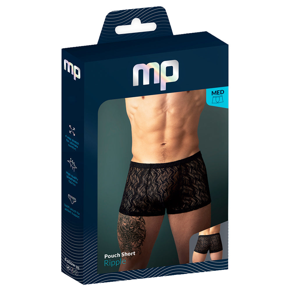 Male Power Ripple Pouch Sheer Lace Short