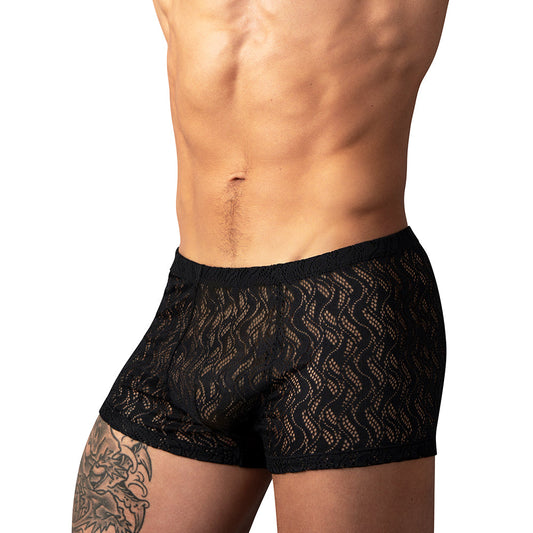 Male Power Ripple Pouch Sheer Lace Short