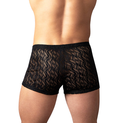 Male Power Ripple Pouch Sheer Lace Short