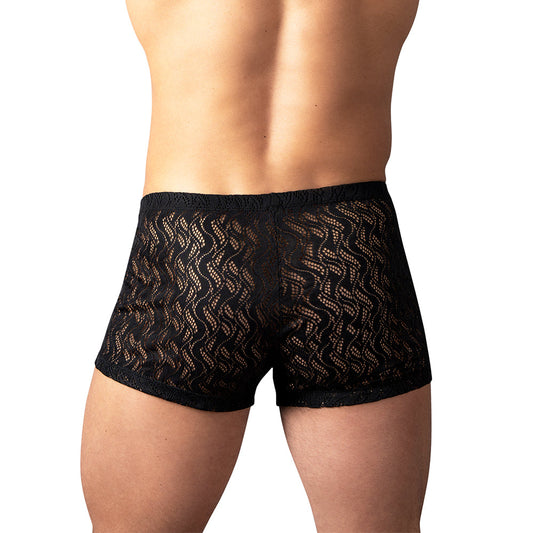 Male Power Ripple Pouch Sheer Lace Short