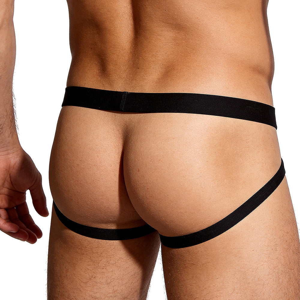 Cerise Matte Wet Look Faux Leather & Fishnet Jockstrap
