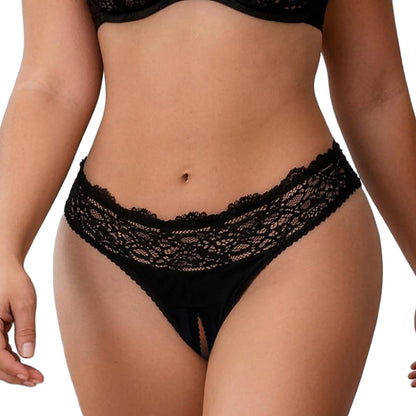 Cerise Strappy Criss-Cross Bow Crotchless Lace Panties