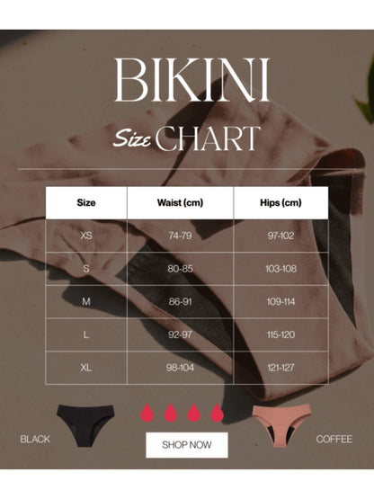 Sheba Feminine Period Underwear - Seamless Bikini Black
