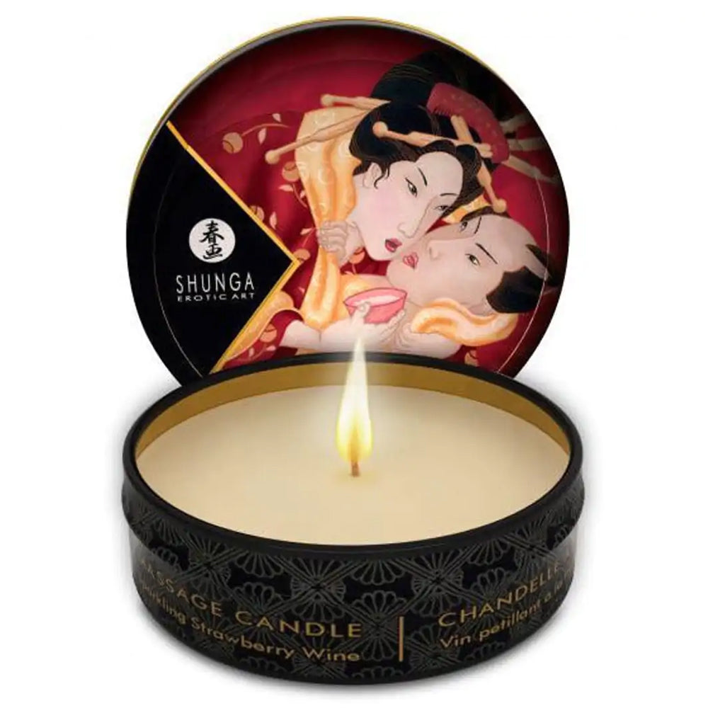 Shunga Mini Scented Massage Candle - Sparkling Strawberry Wine